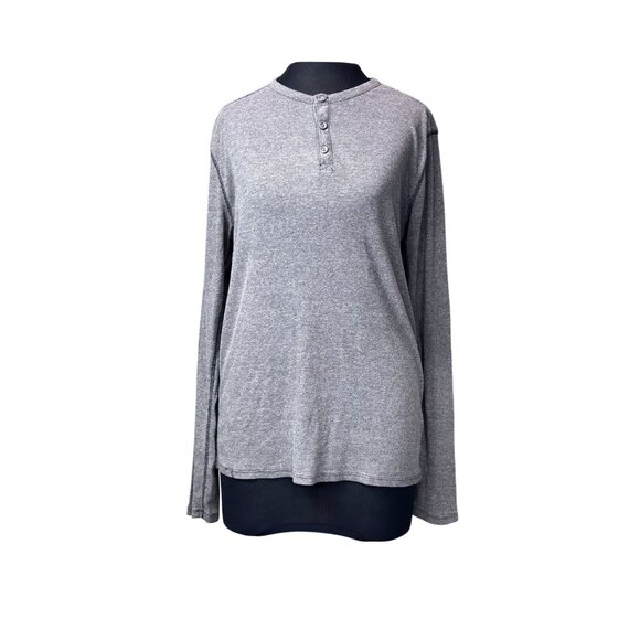 Gap Mens Gray Henley Long Sleeve Shirt M Polyester/Cotton - Picture 1 of 11
